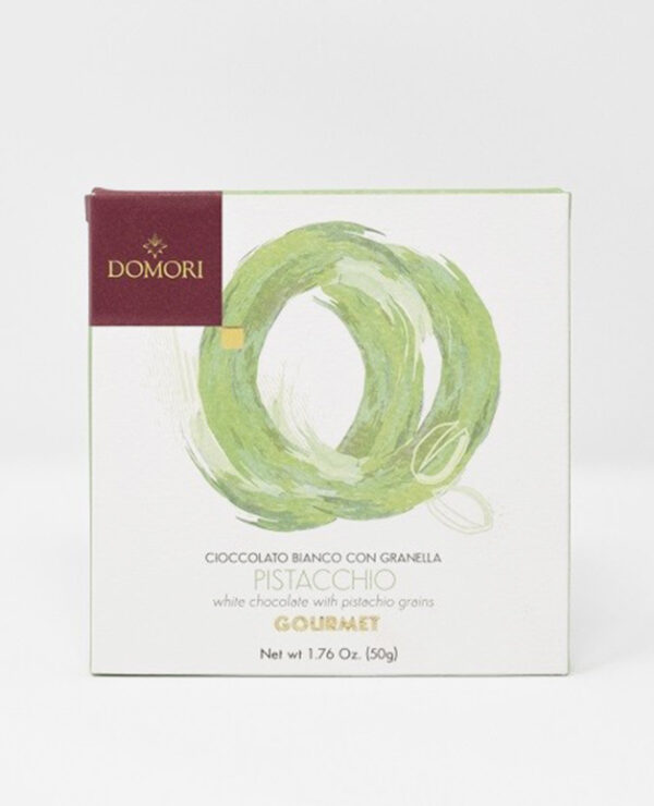 Gourmet Chocolate Bars - White Chocolate and pistachio nibs - 50 gr - Domori - Fontego dei Sapori