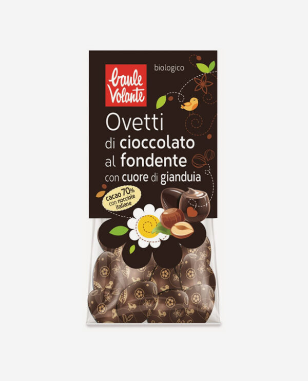 Baule Volante - Ovetti di cioccolato fondente con-cuore di gianduia - Fontego dei Sapori